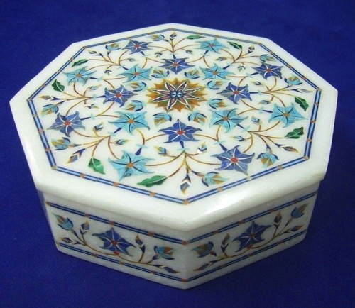 Achtkantige marmor schmuckbox - marmor,